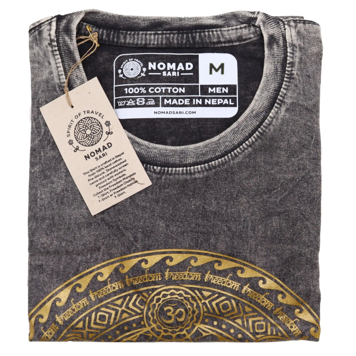 Nomad Sari Stonewashed Cotton T-Shirt Chakra Dark Grey Medium