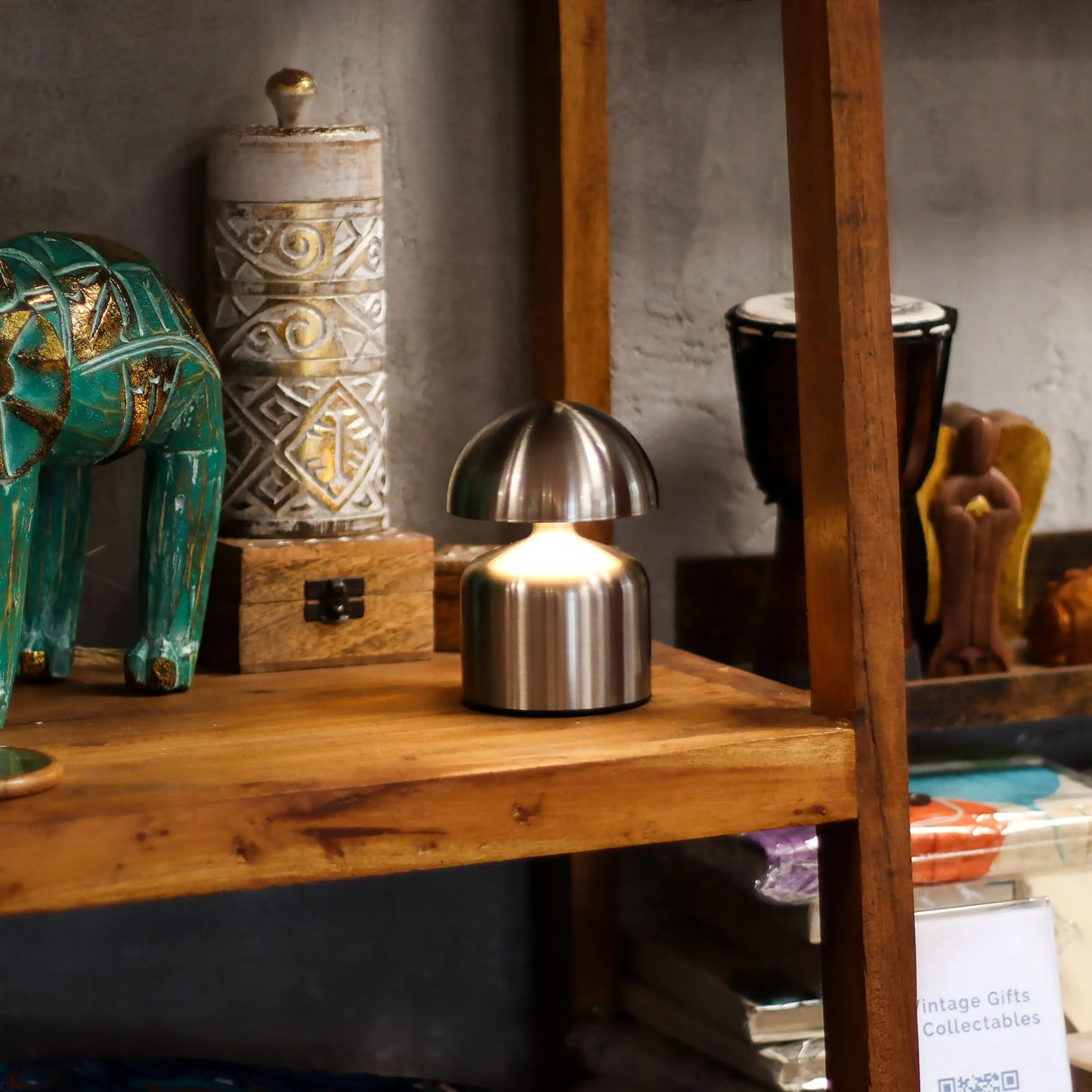Touch Lamp - Dome Mushroom Silver - USB (C) - Rechargable (400 Watt)