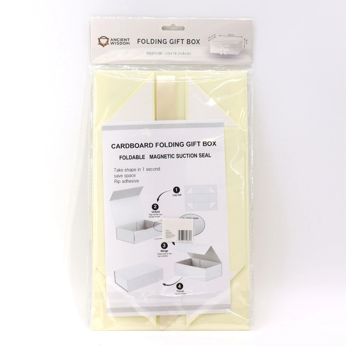 Flat Pack Gift Box - Medium Square (20x18.2x8cm) - Ivory