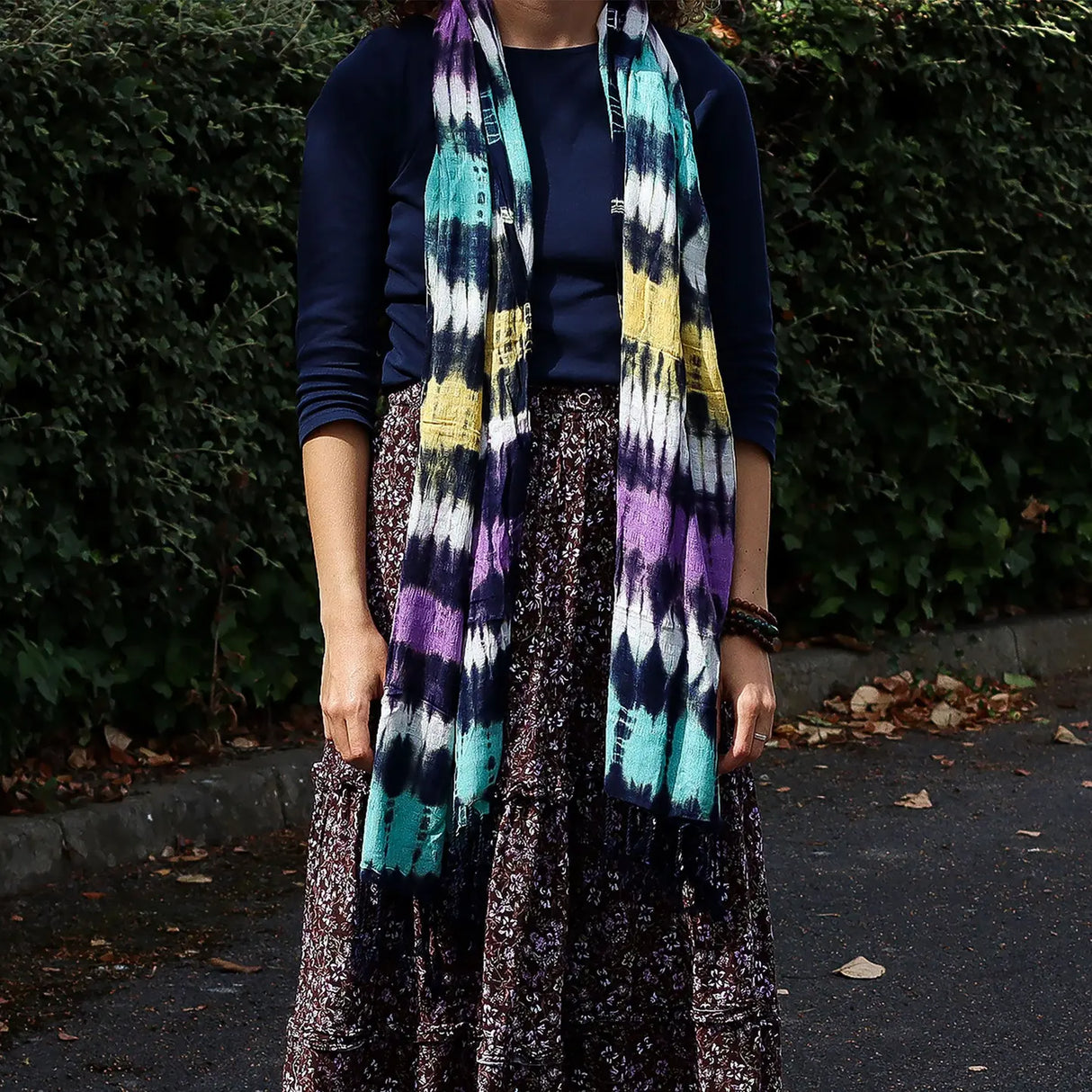 Boho Java Art Stole/Scarf - Multi Stripes - 62x200cm