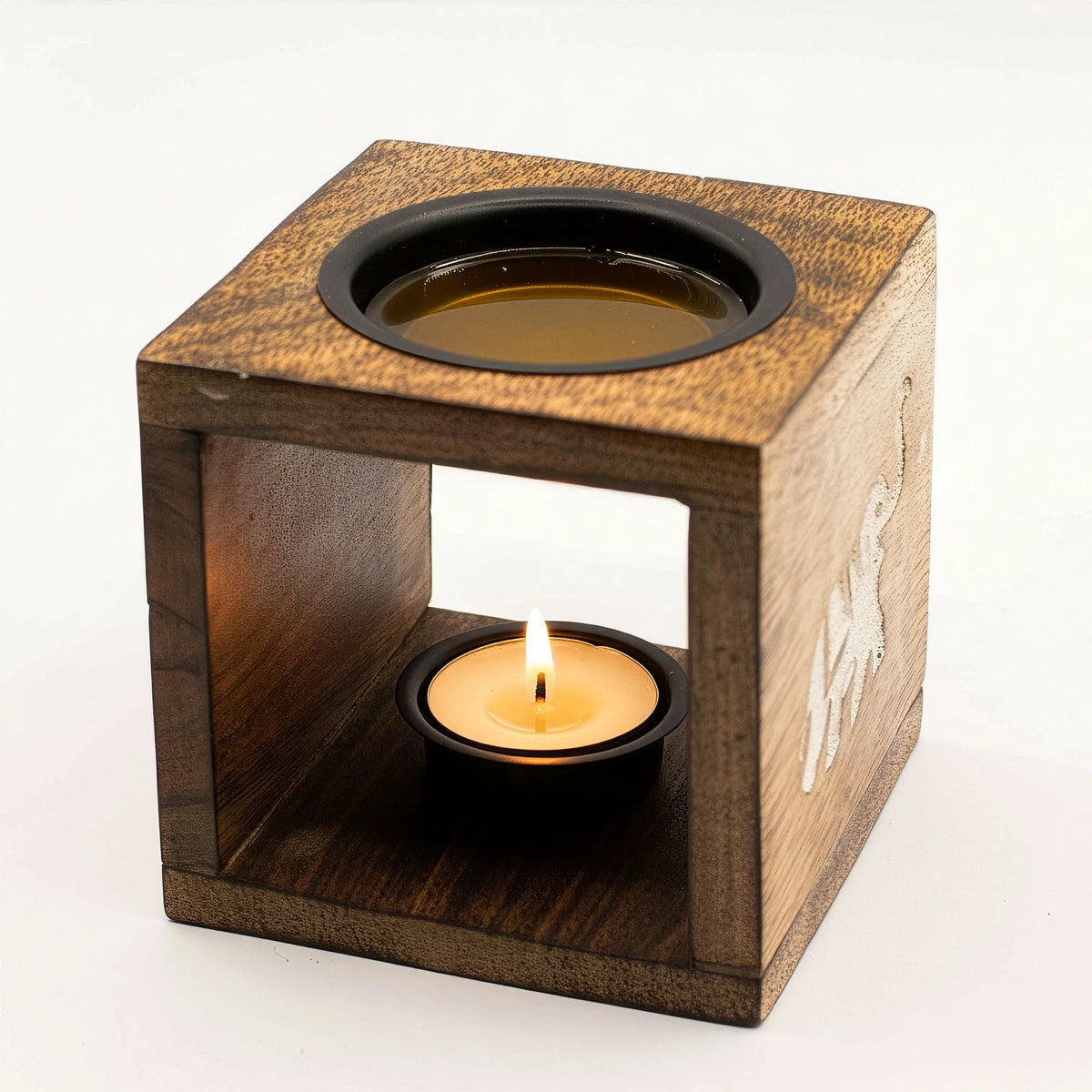 Square Mango Wood Oil Burner - Elephant