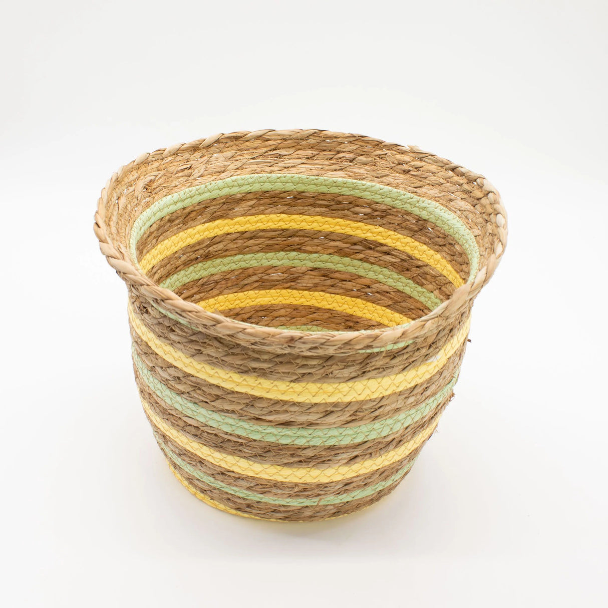 Seagrass & Straw Vase Shaped Baskets - Natural Yellow & Green - Set of 3
