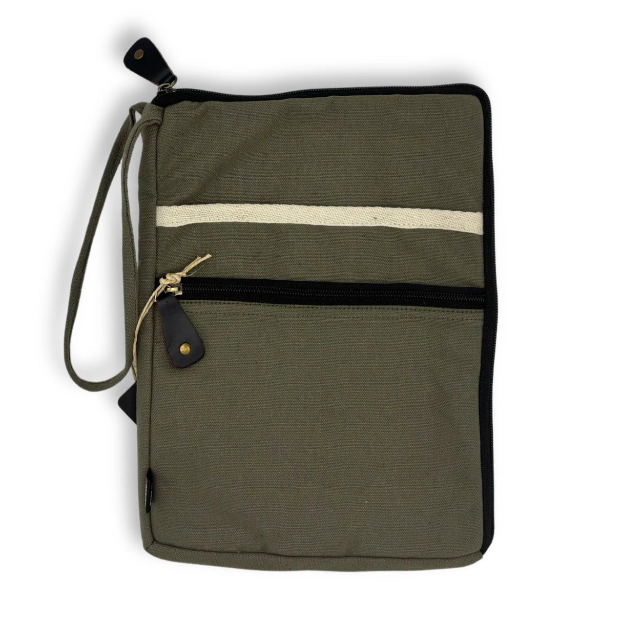 Canvas Large Laptop Pouch - Olive