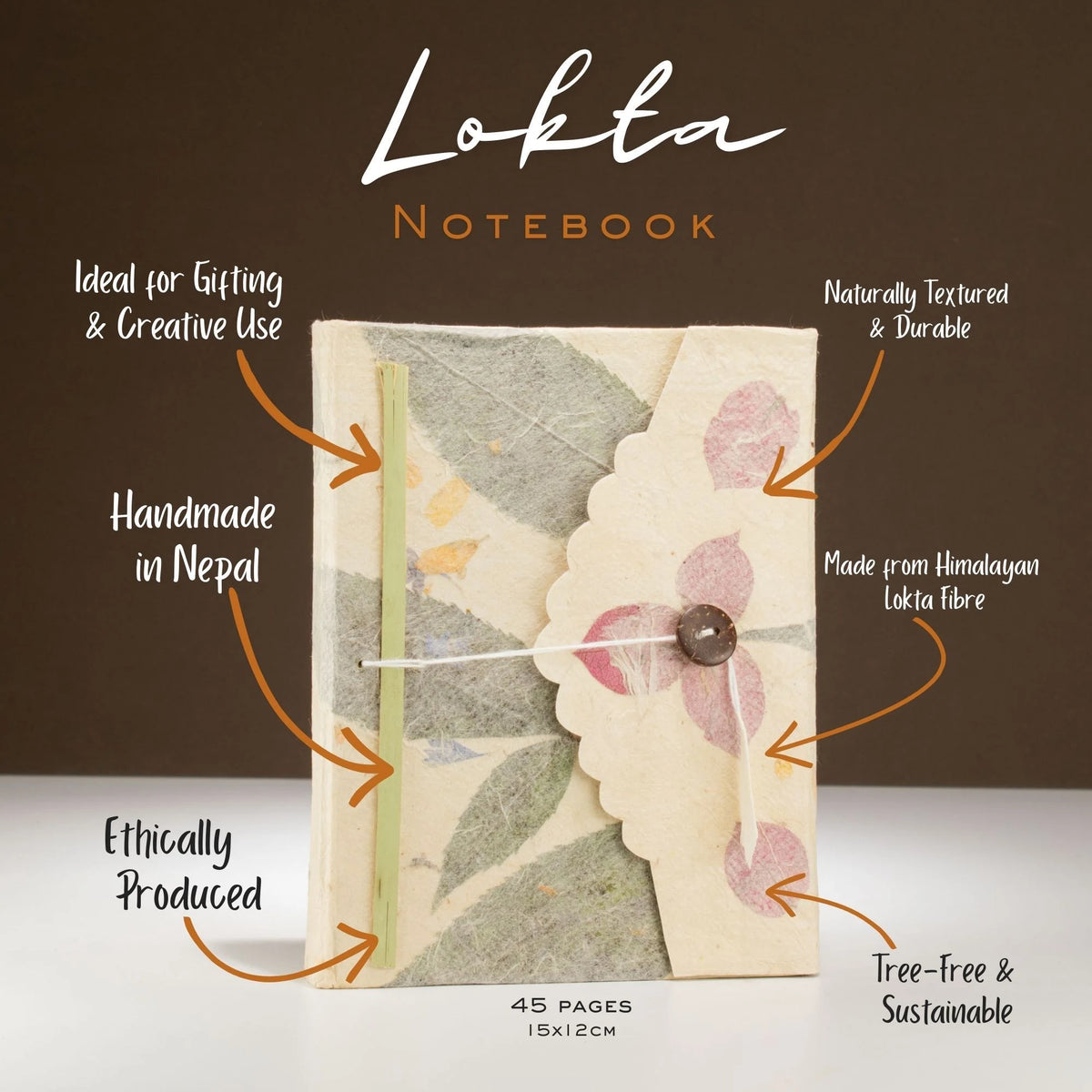 Lokta Bougainvillea Notebook Medium (15x12cm) 45 Leaves