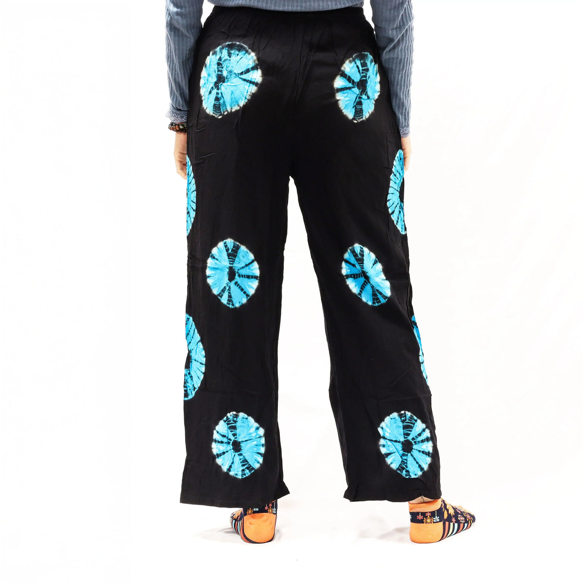 Japanese Style Lounge Pants - Black & Blue - M