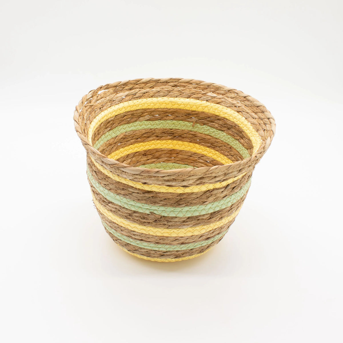 Seagrass & Straw Vase Shaped Baskets - Natural Yellow & Green - Set of 3