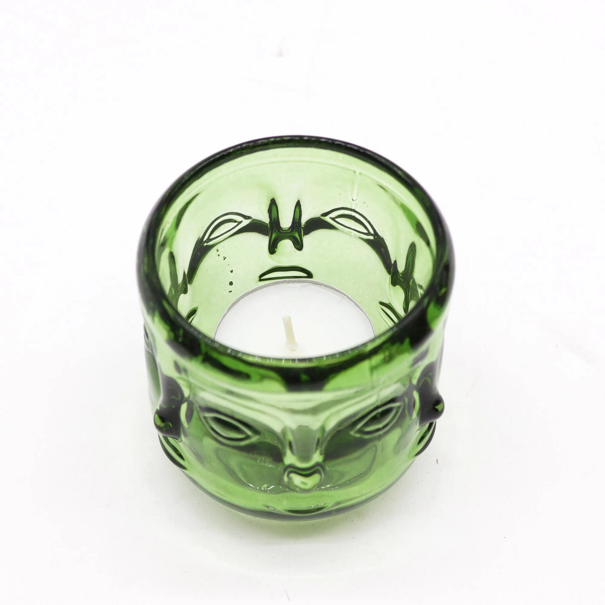 Buddha Faces Candle Jar - Garden Jade