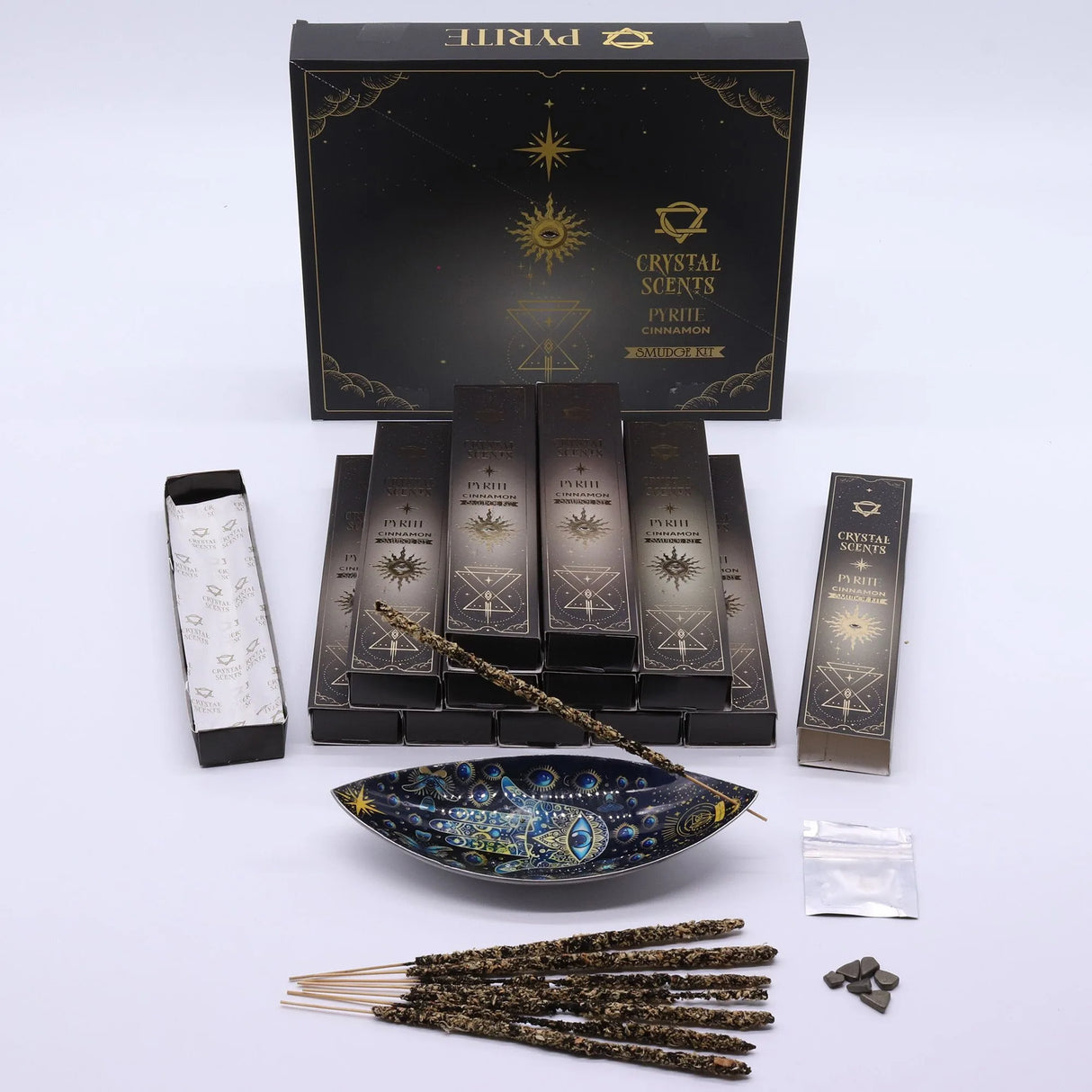 Pyrite Crystal Scents Smudge Incense - Cinnamon