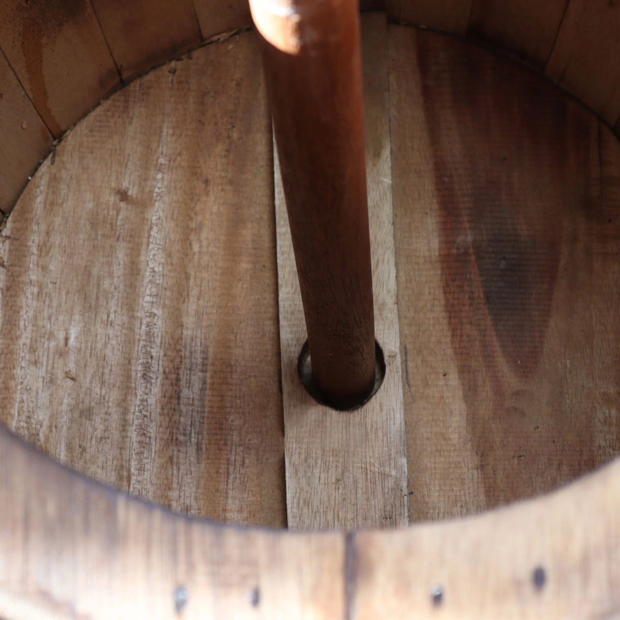 Beer Barrel Stool & Parasol Stand Natural Wood 38 x 32 cm