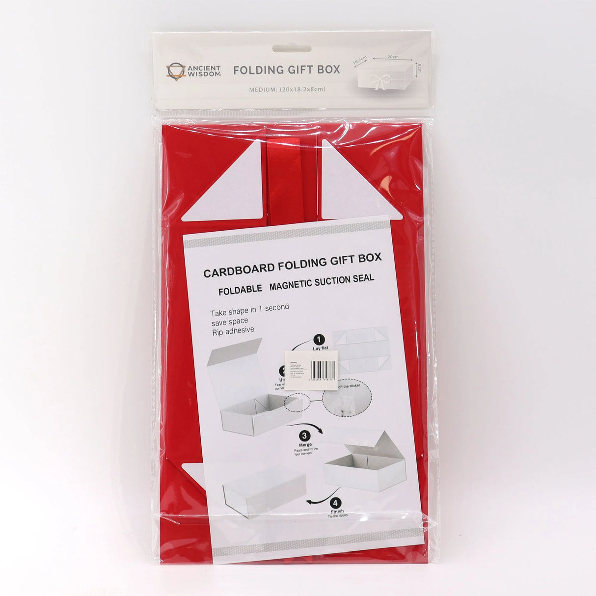 Flat Pack Gift Box - Medium Square (20x18.2x8cm) - Red