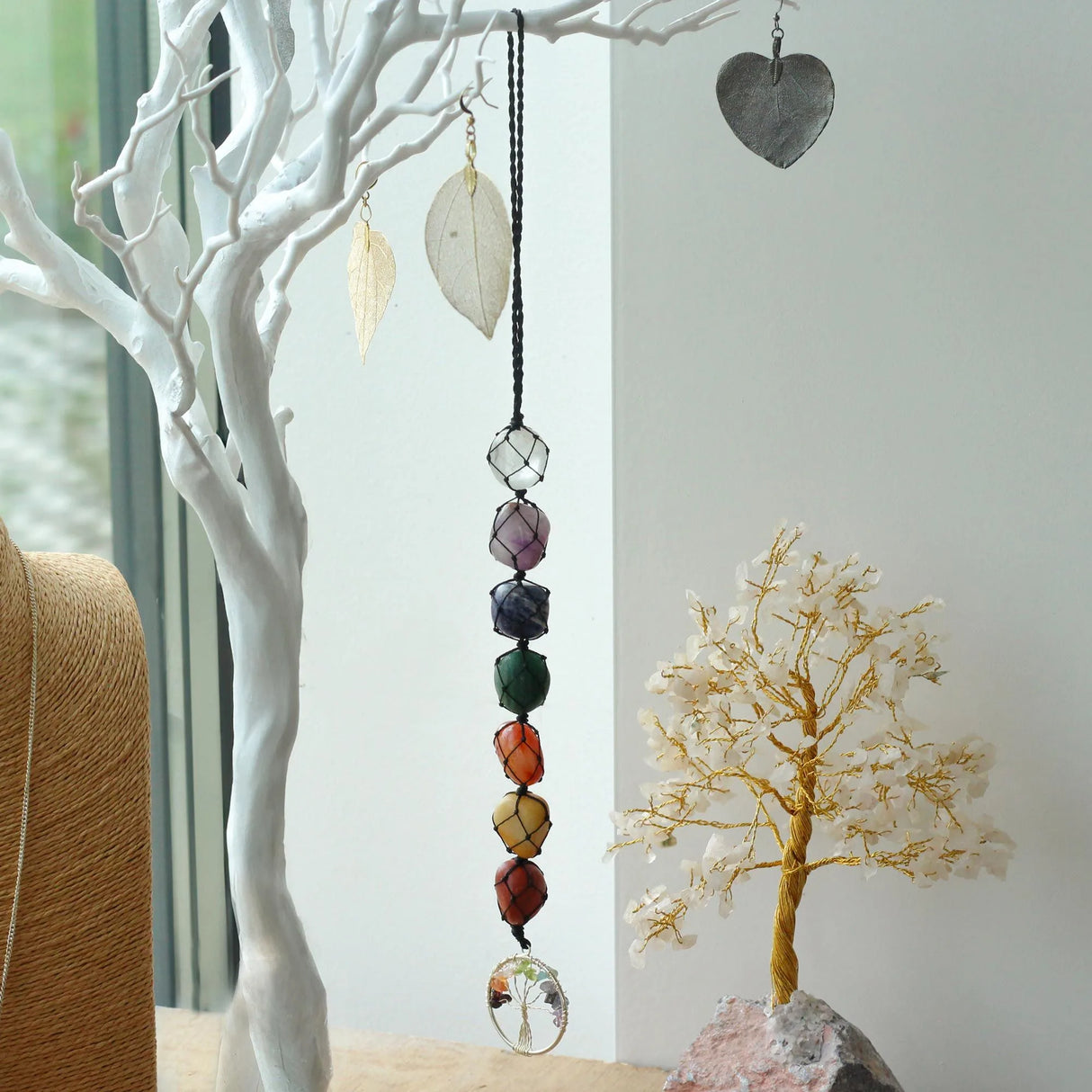 Hanging Chakra Stone Pendant - Tree of Life
