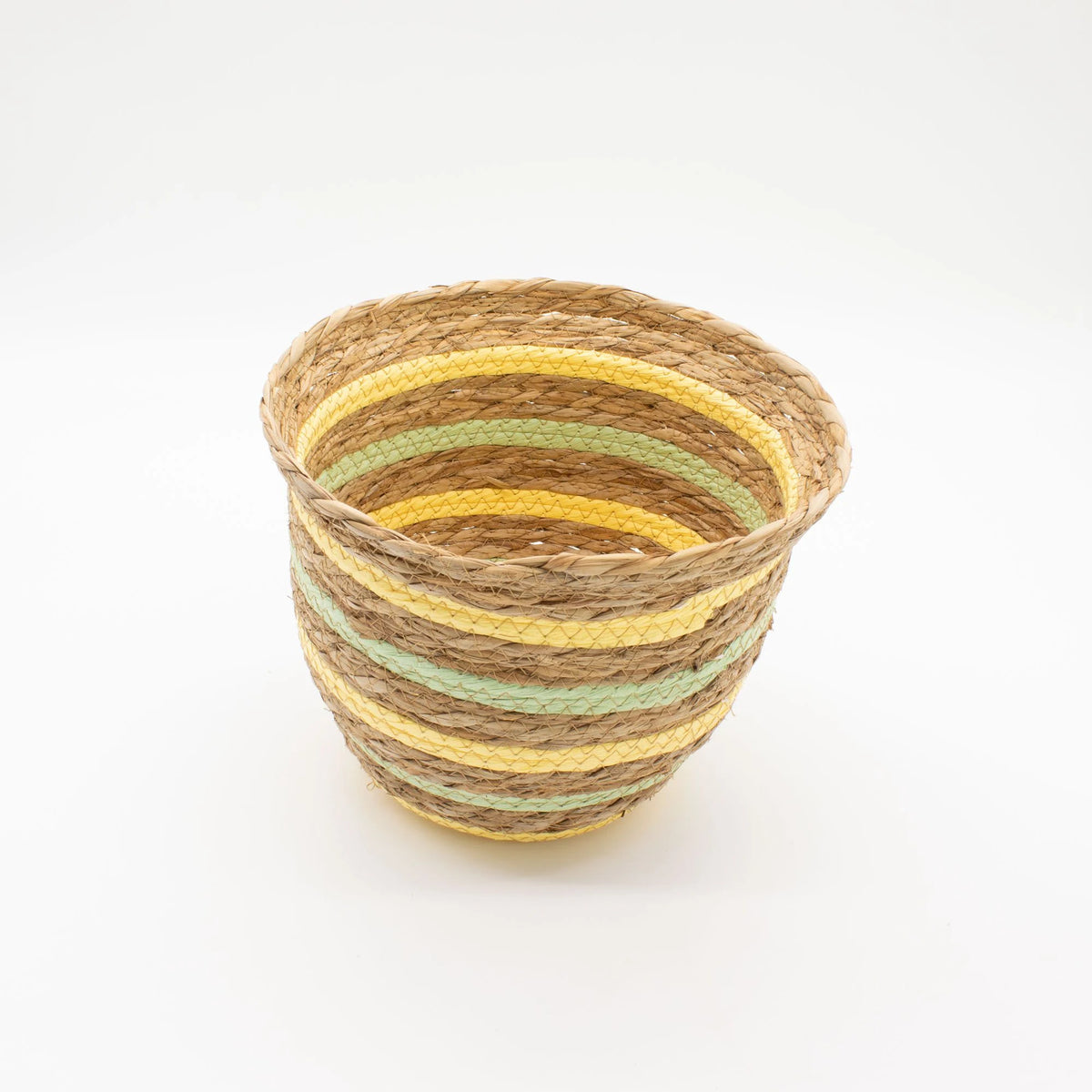 Seagrass & Straw Vase Shaped Baskets - Natural Yellow & Green - Set of 3