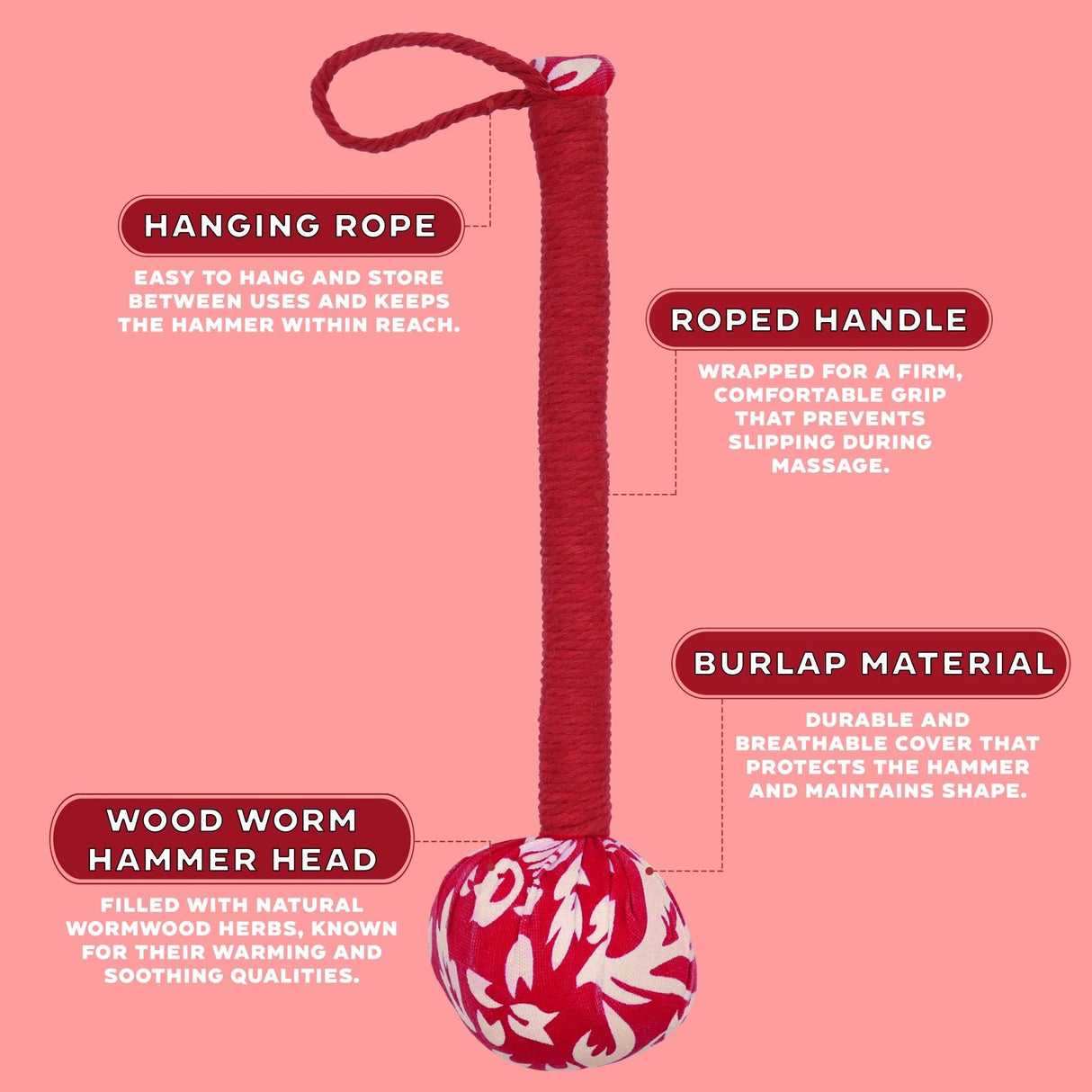 Wormwood Massage Hammer - Red