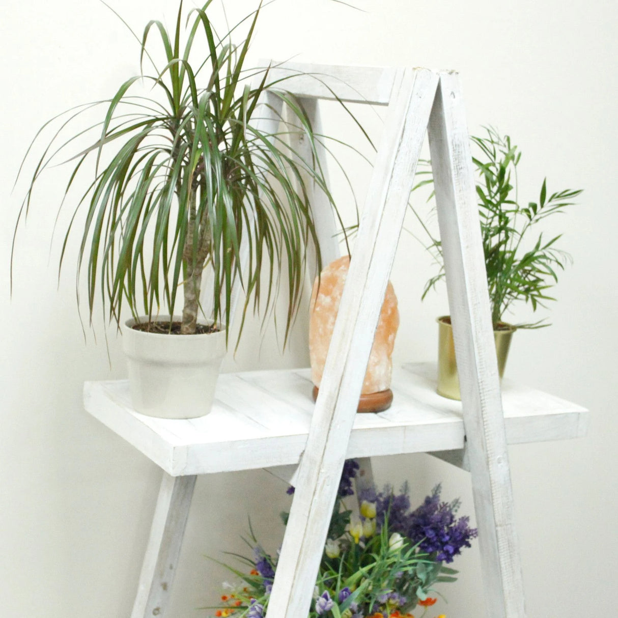 Folding Wooden A-Frame Shelf Whitewash