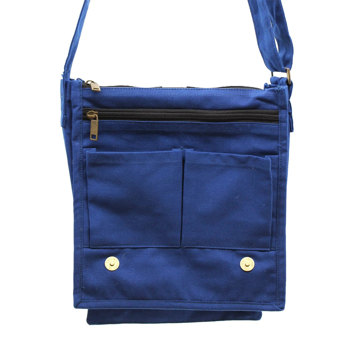 Cotton Canvas Messenger Bag - Navy Blue