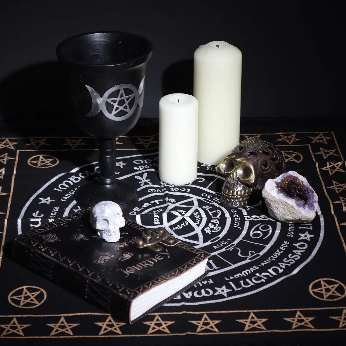 Esoteric Fringed Altar Cloth - Life Death Rebirth