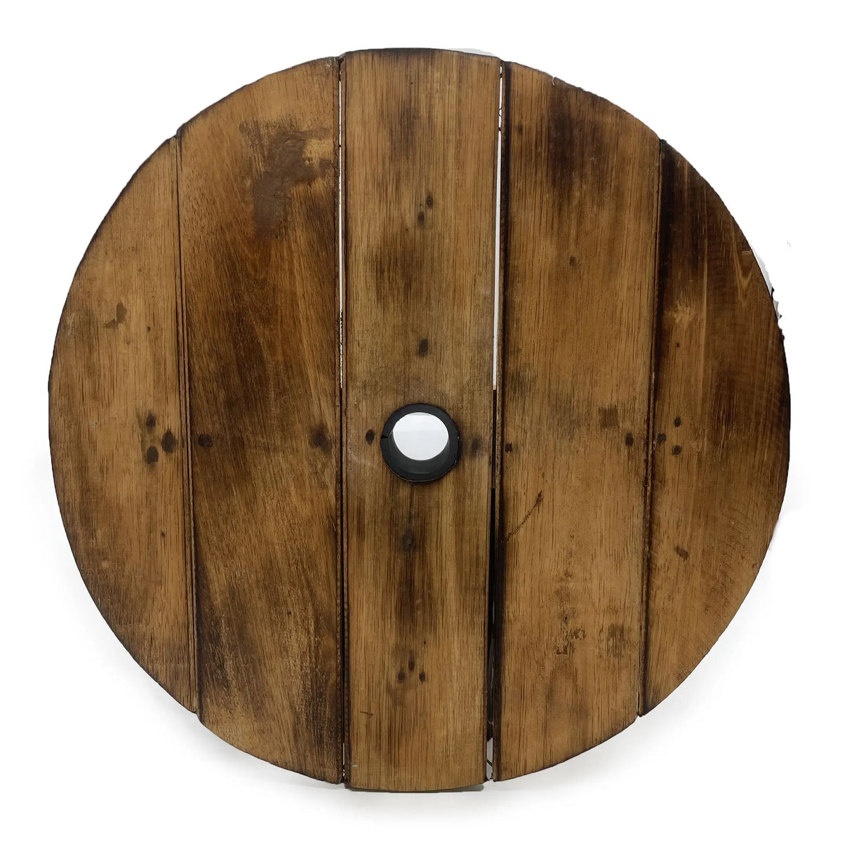 Beer Barrel Table & Parasol Stand Natural Wood 60 x 48.5 cm