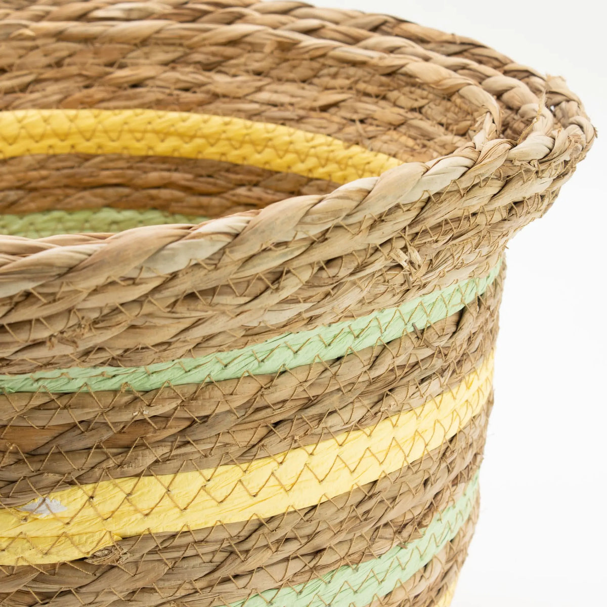 Seagrass & Straw Vase Shaped Baskets - Natural Yellow & Green - Set of 3