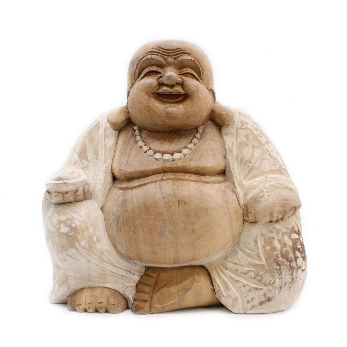 Happy Buddha - Whitewash 30cm