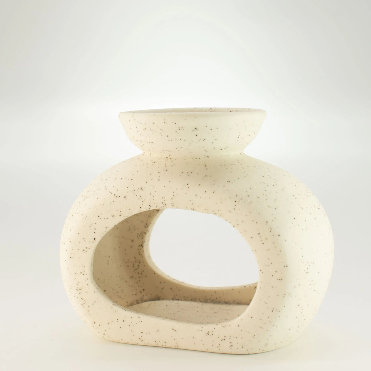 Ceramic Zen Oil Burner - Oval Pebble - Speckled Off-White