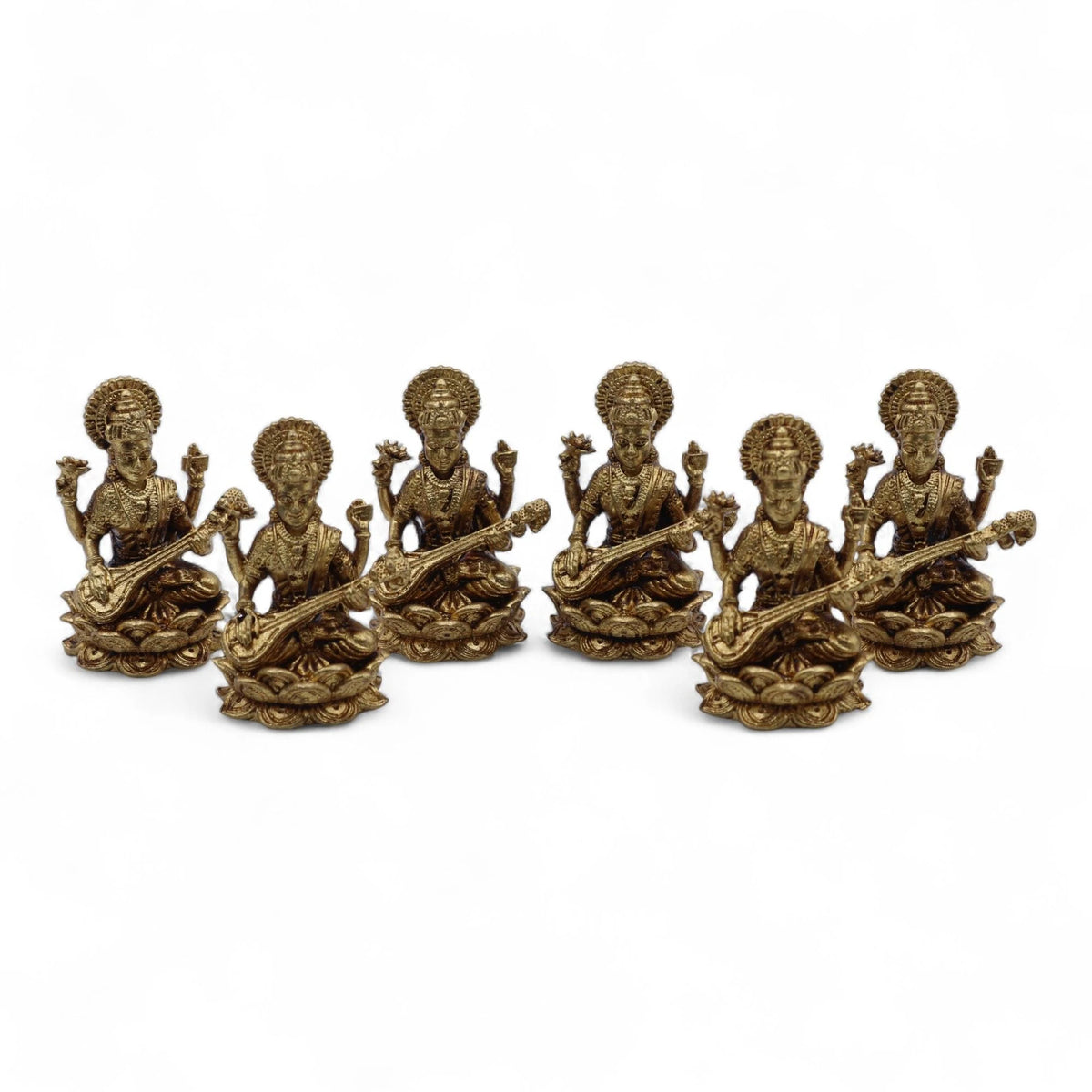 Brass Miniature Gods - Sarswati (22gms) - 34mm