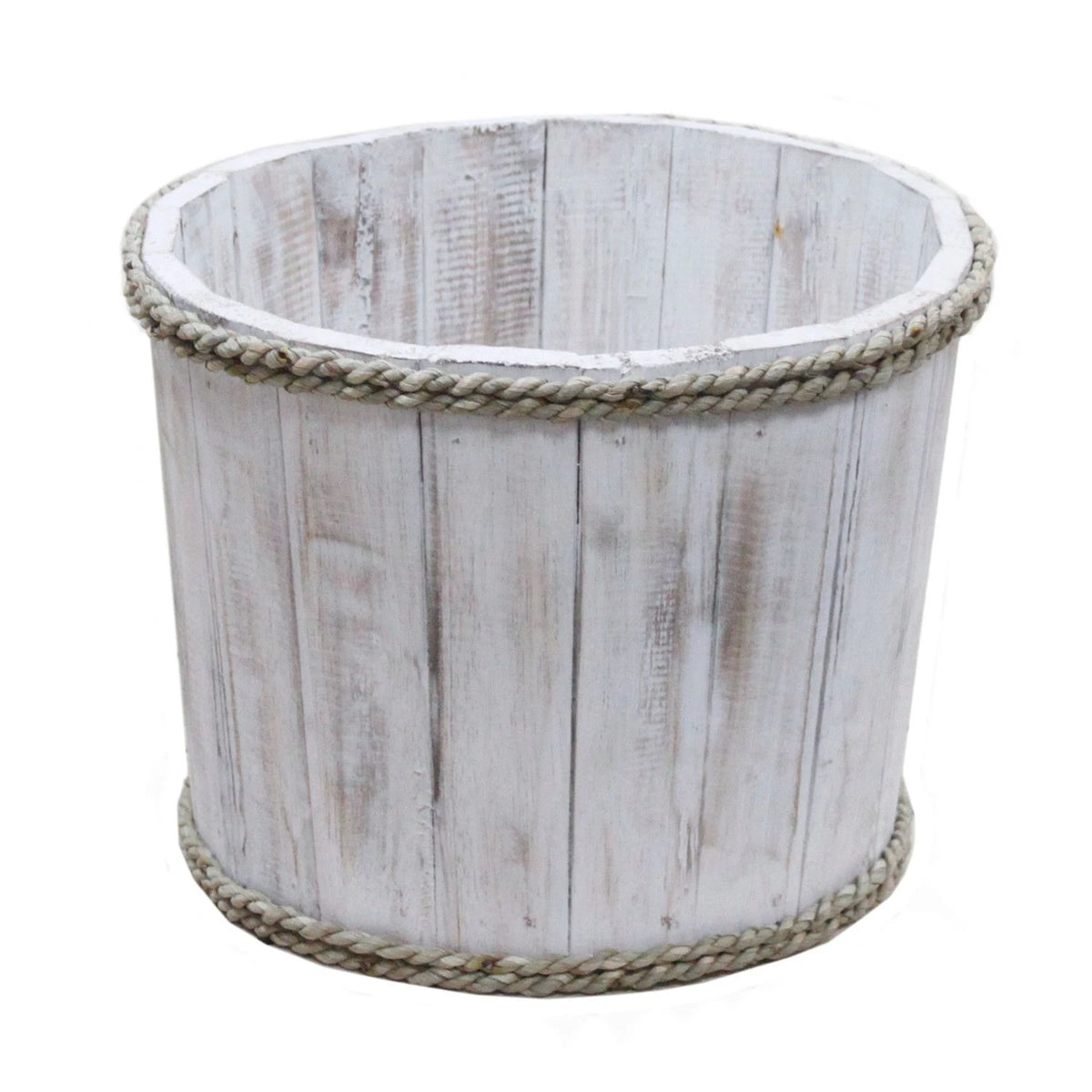 Small Wooden Storage Tub Whitewash
