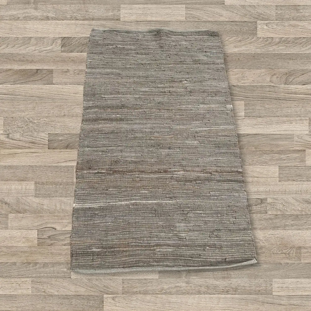 Small Indian Handloom Cotton Rug - Charcoal