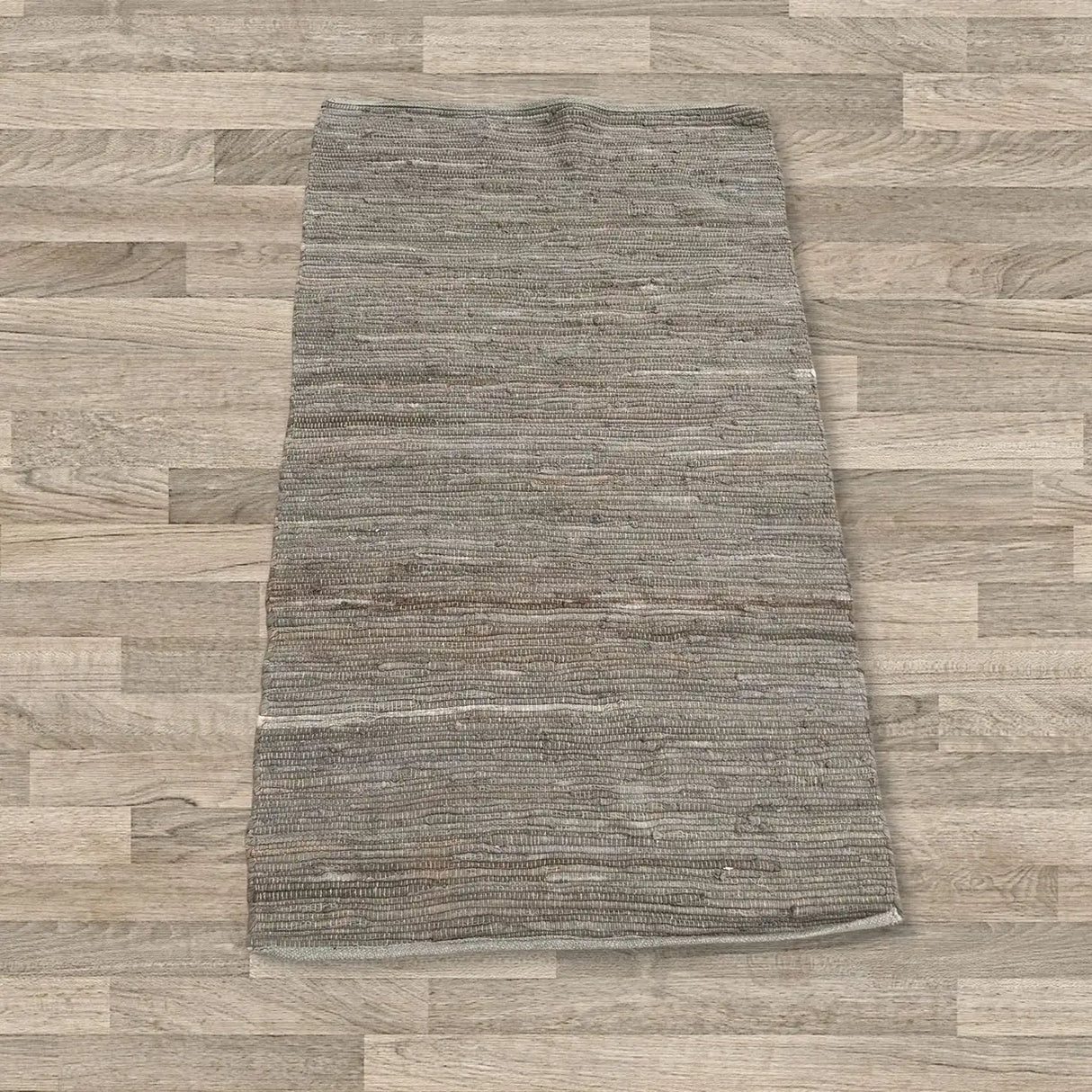 Small Indian Handloom Cotton Rug - Charcoal