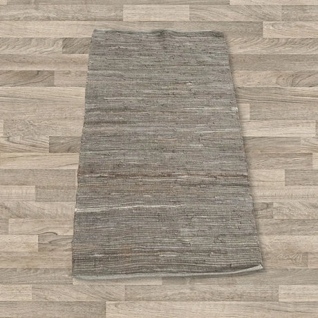 Small Indian Handloom Cotton Rug - Charcoal
