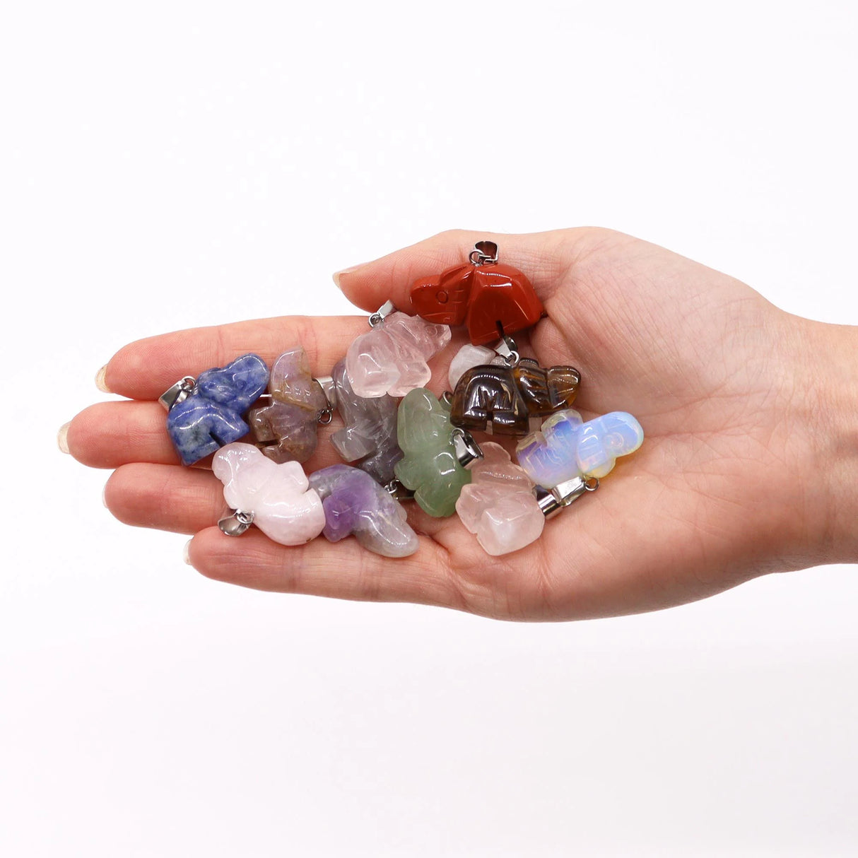 Gemstone Lucky Elephants Pendants (12 assorted) 25x15mm