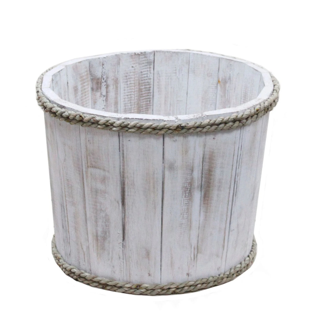 Small Wooden Storage Tub Whitewash