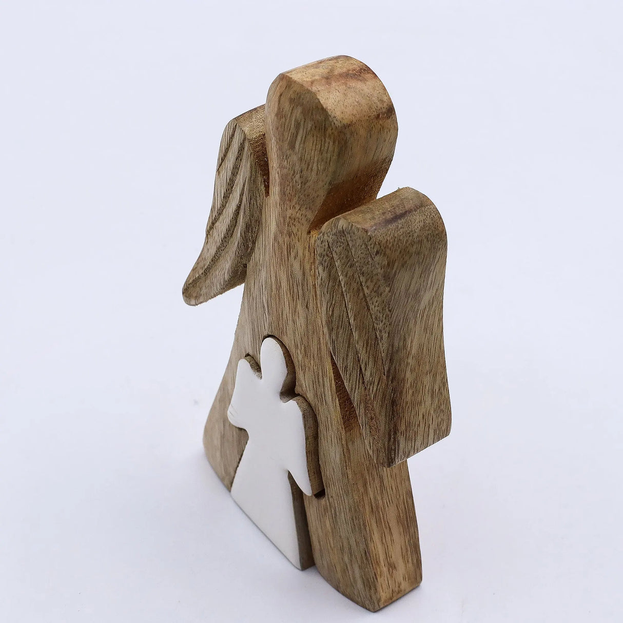 Mango Wood Angel in Angel - White Enamel
