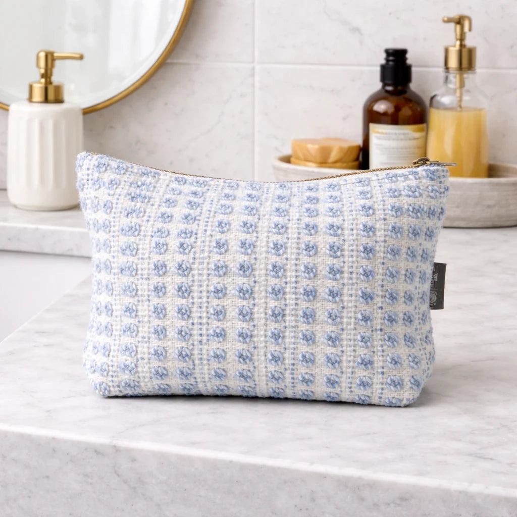 Nomad Sari Indian Jacquard Toiletry Bag - Indigo Echo