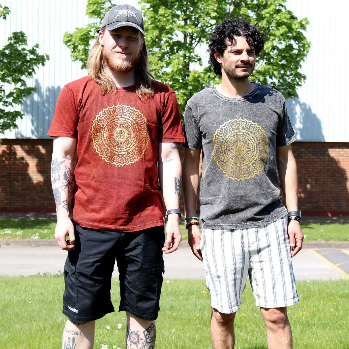 Nomad Sari Stonewashed Cotton T-Shirt Mandala Maroon XL