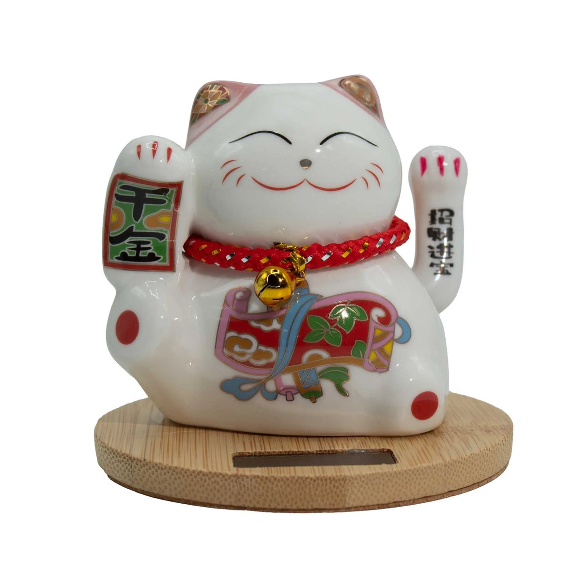 Solar Money Cat Wooden Base - Pink moving Hand