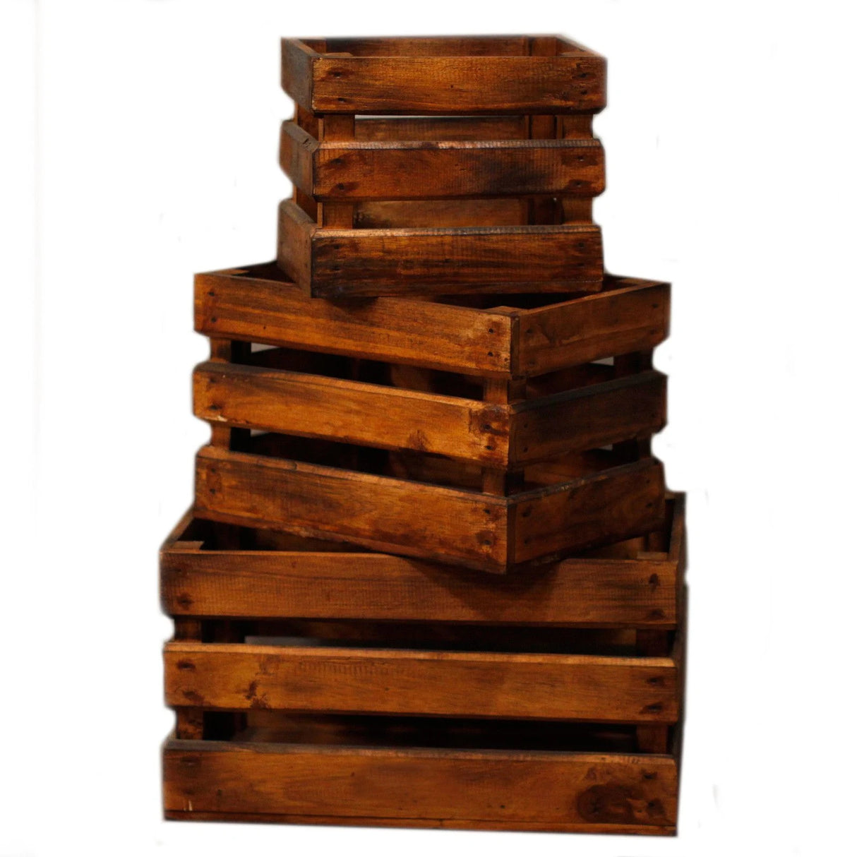 Wooden Storage Crates Brown (Set of 3)