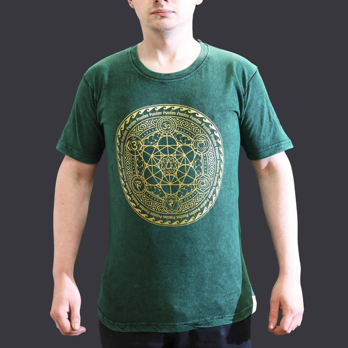 Nomad Sari Stonewashed Cotton T-Shirt Chakra Green Small