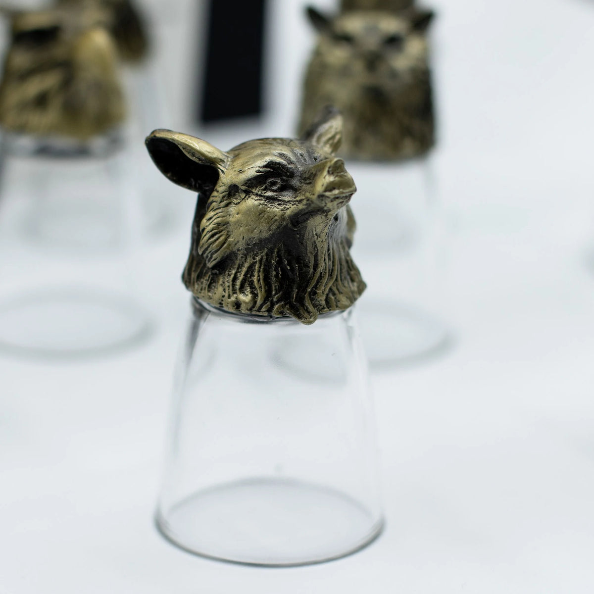 Gift Set of 12 Bottom Up Shot Glasses (25ml) - Forest & Mystical Creatures - Antique Bronze