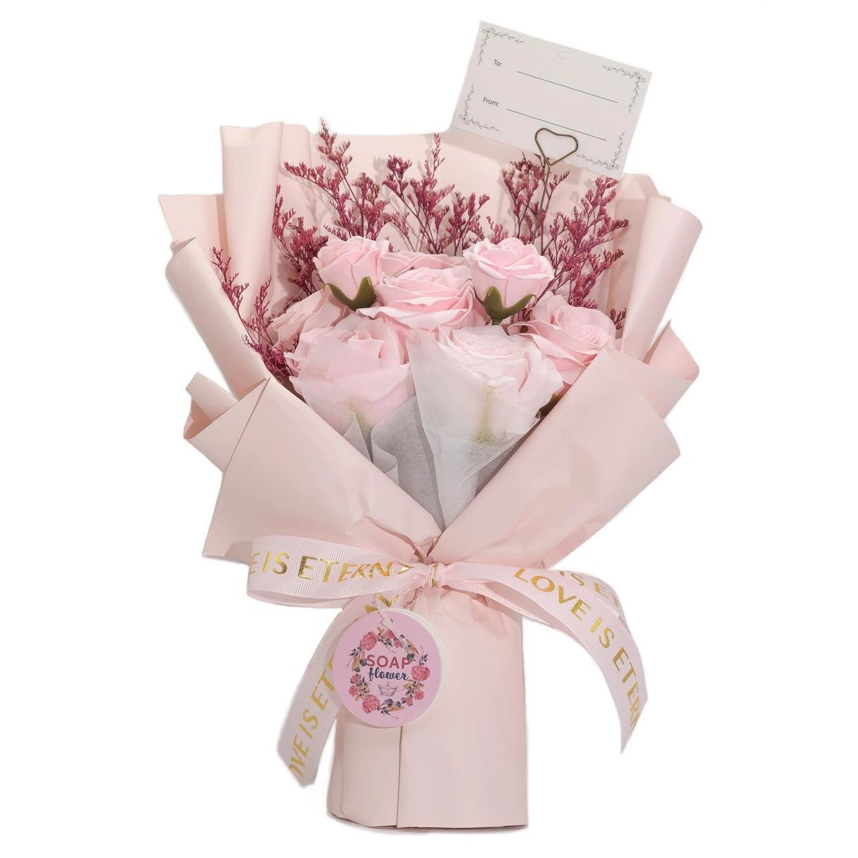 Large Pink Roses Bouquet - Love is Eternal - Gift Card