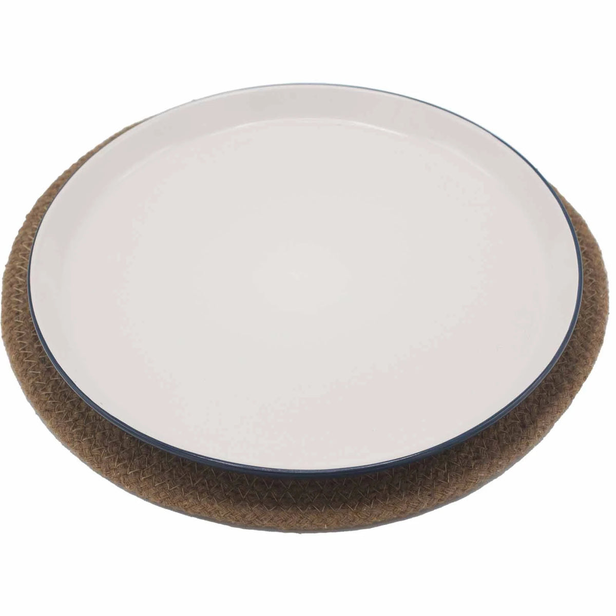 Natural Place Mat - Jute & Cotton 30cm - Natural Border