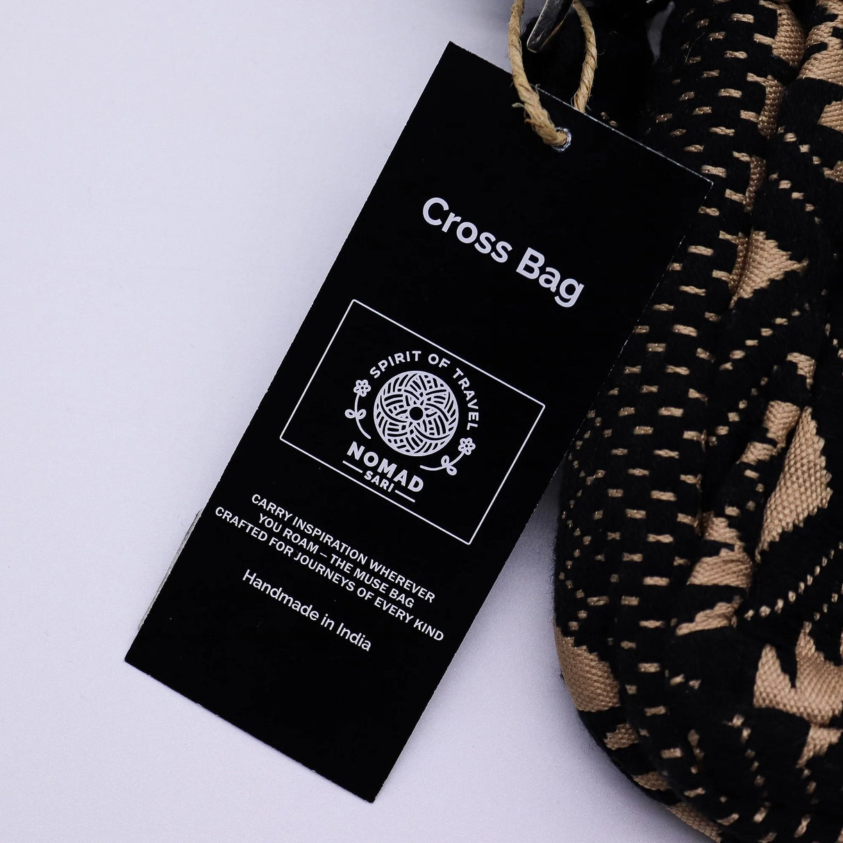 Nomad Sari Jacquard Natural Cross Bag - Desert Loom