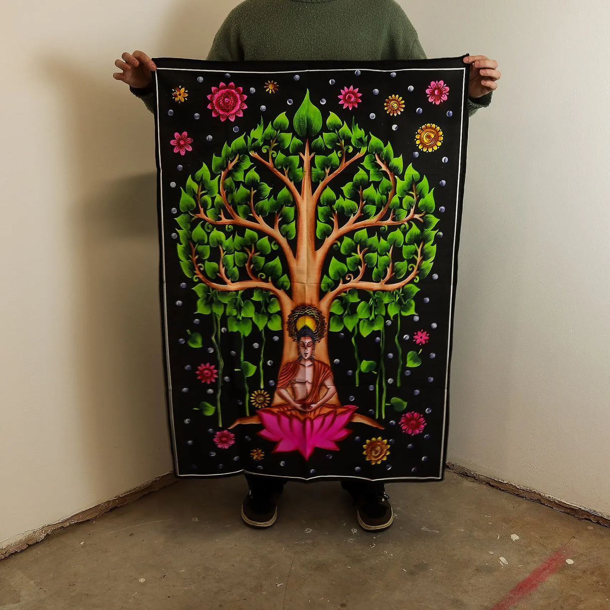 Cotton Wall Art (70x110cm) - Buddha Bodhi Tree