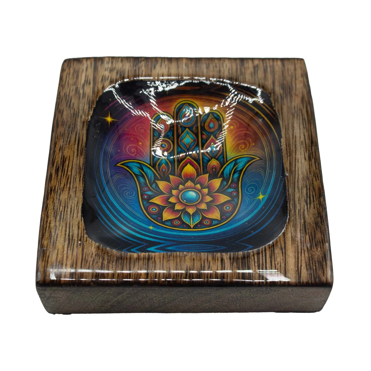 Med Enamelled Mango Tray Set - Hamsa