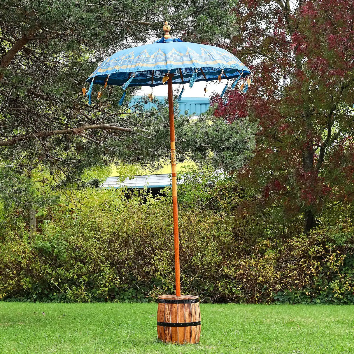 Bali Patio Parasol - Cotton - Turquoise Decor - 1.5m