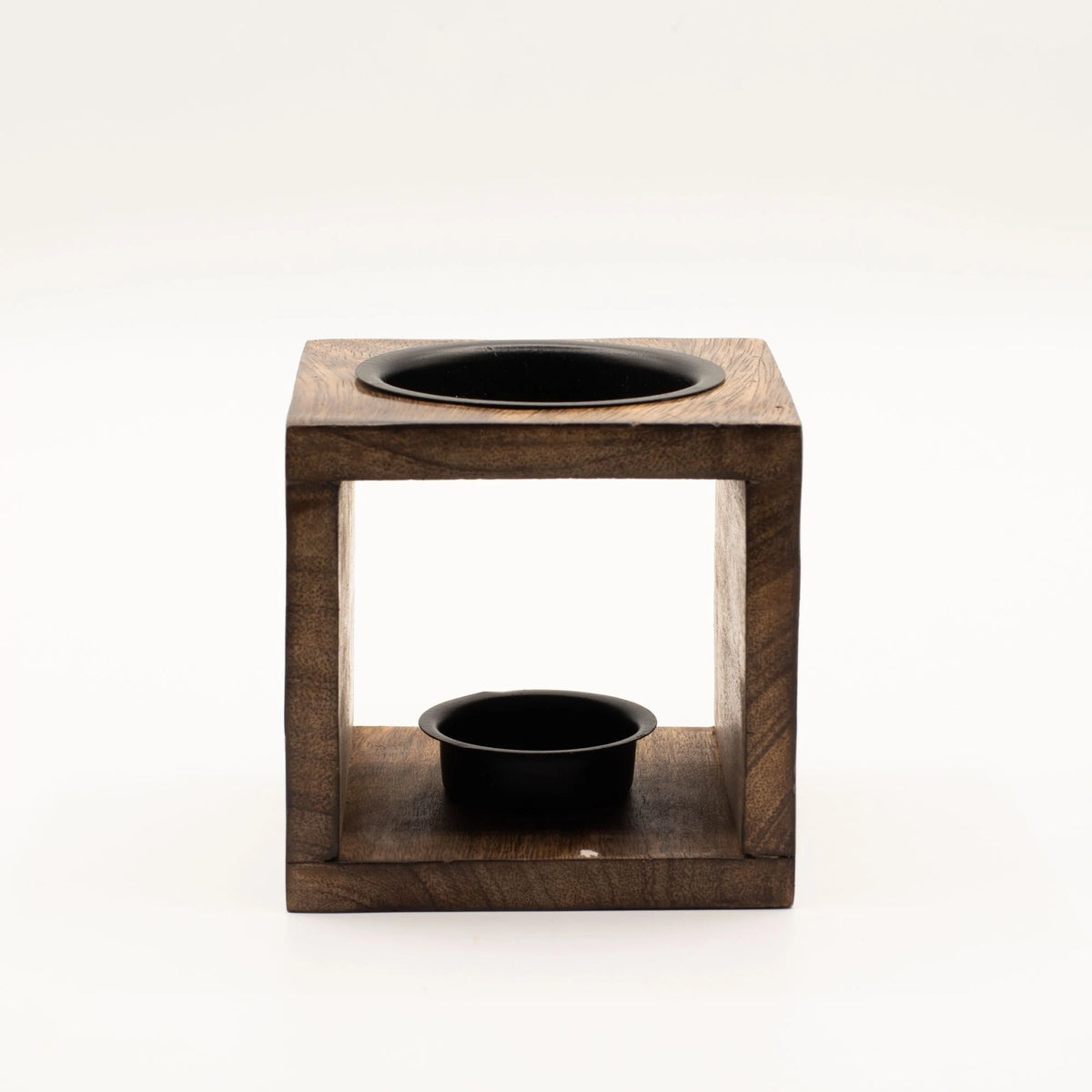 Square Mango Wood Oil Burner - Yin Yang