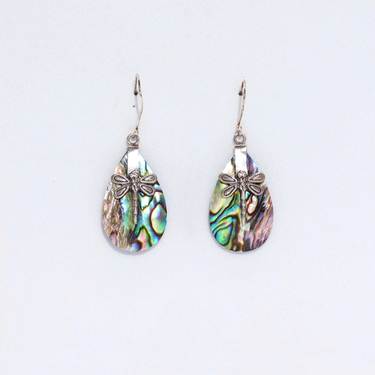 Shell & Silver Earrings - Dragonflies - Abalone