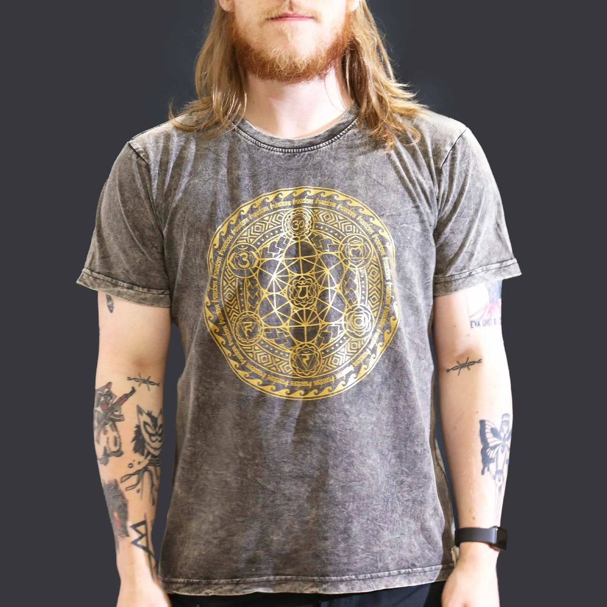 Nomad Sari Stonewashed Cotton T-Shirt Chakra Dark Grey Large