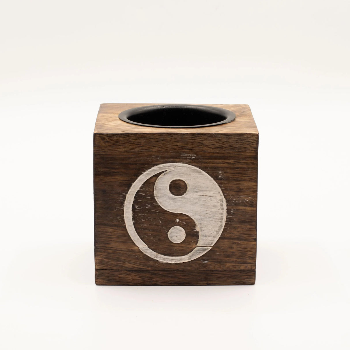 Square Mango Wood Oil Burner - Yin Yang