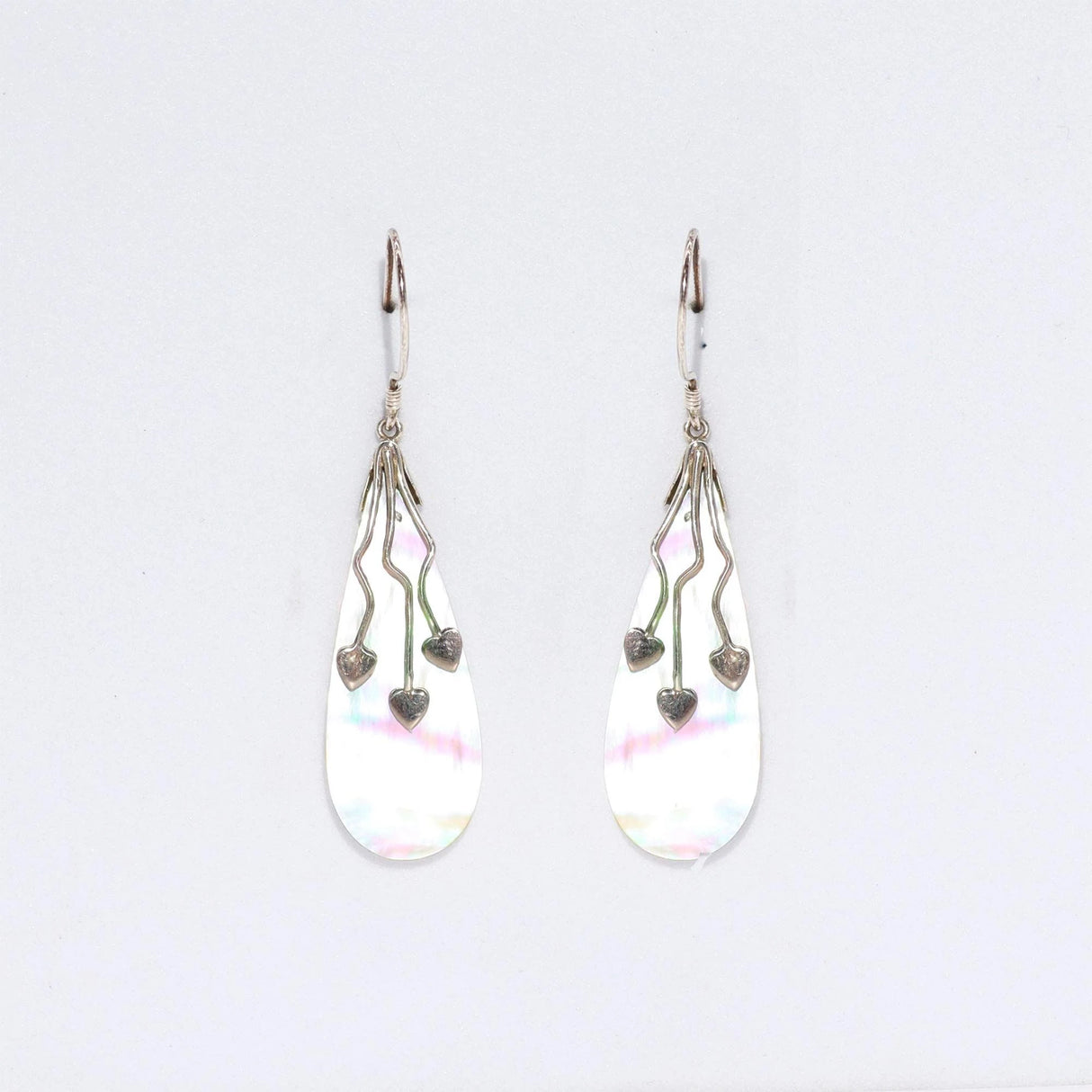 Shell & Silver Earrings - Three Hearts - MOP
