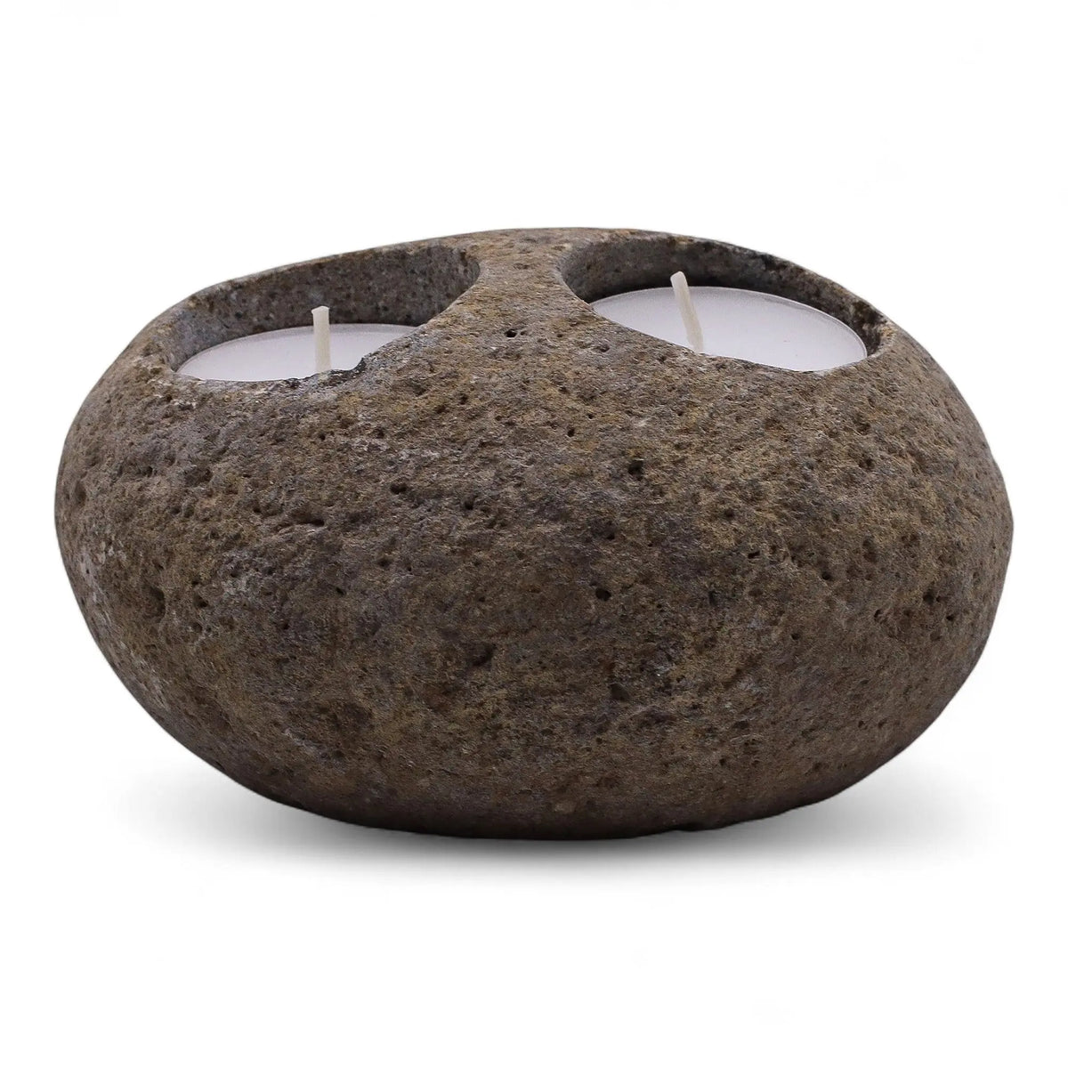 Natural Riverstone Candle Holder - Double Nightlight